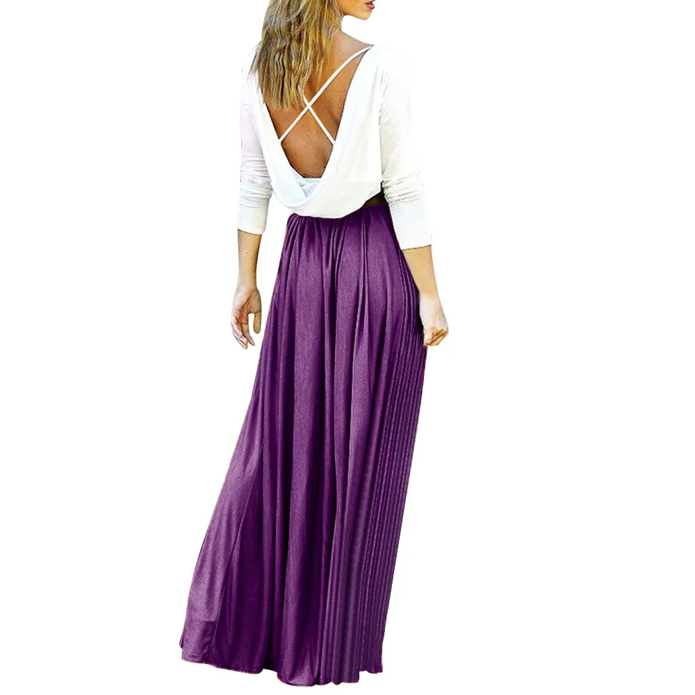 Женское элегантное платье с высокой талией в пол, фиолетовое сексуальное длинное пляжное платье с открытой спиной, biquinis feminino vestido de playa