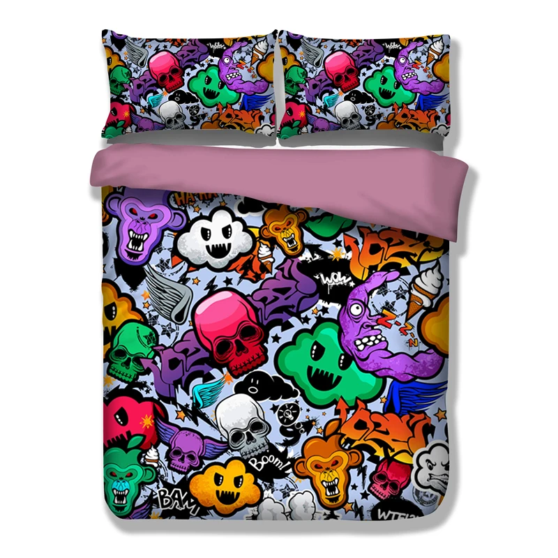 Cartoon Skull Bedding Set Twin Queen King Size Duvet Cover ...