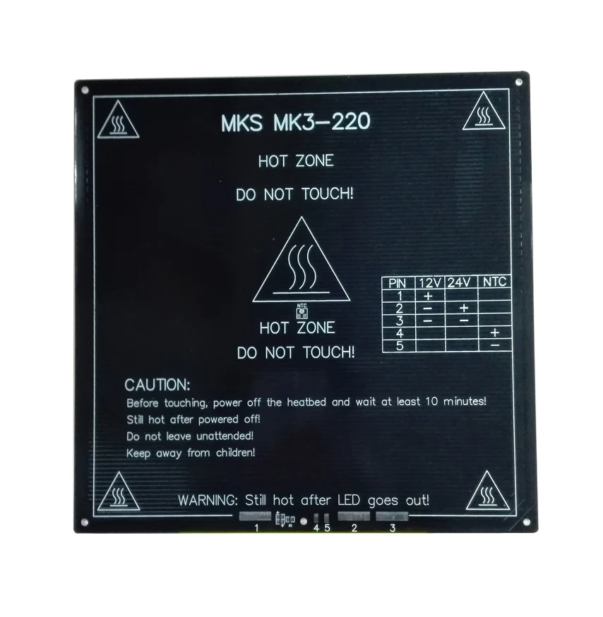 Updated High Temperature 120 Degree 220 220 3mm 3D Printer Aluminum MK3 PCB HeatBed Dual Power