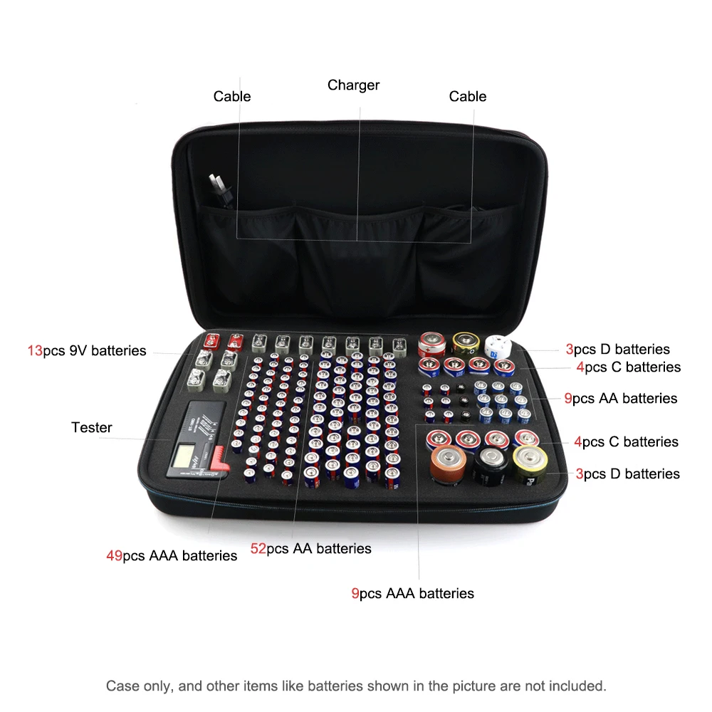 НОВАЯ Портативная сумка коробка жесткий аккумулятор Органайзер сумка для наушников кейс защитная сумка держатель для AA AAA C D 9 V батареи