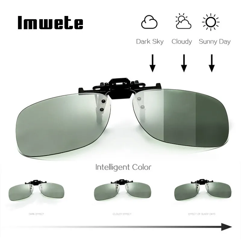 

Imwete Classic Photochromic SunglassesClips Men Polarized Chameleon Sun glasses clip Man Driver Eyewear Mirror Sunglass