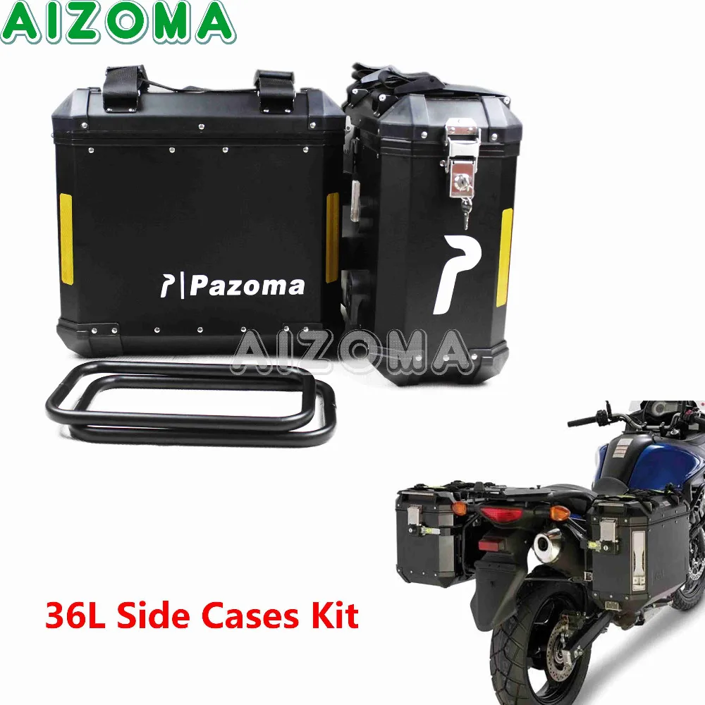 

Black Motorcycle 36L Aluminum Side Box Storage Cases Kit w/Mount Bracket Luaggage Box Universal For Triumph BMW F800GS F800R abs