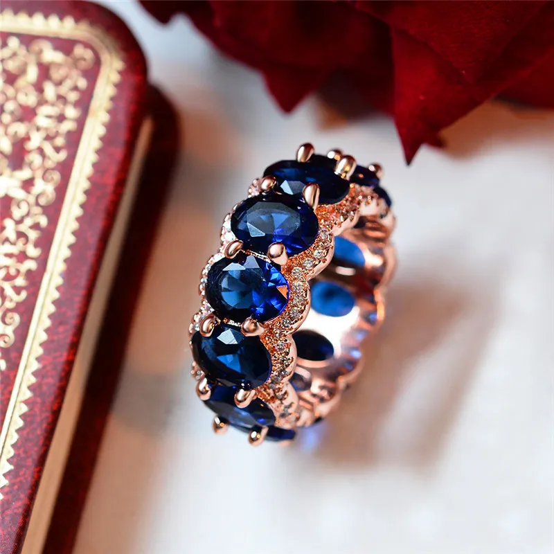 Роскошное женское большое овальное обручальное кольцо, высокое качество, розовое золото, обручальные кольца для женщин, модное кольцо с фиолетовым зеленым синим камнем
