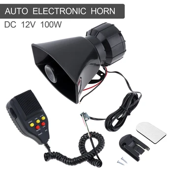 

100W 12V 7 Tone Loud Sound Car Electronic Warning Siren Motorcycle Alarm Firemen Ambulance Loudspeaker support MIC and Record