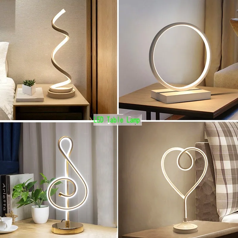 

New Easy To clean Creative Design Modern Spiral LED Table Lamp Acrylic Bedroom Bedside Lamp Home Lighting Decorative Lighting