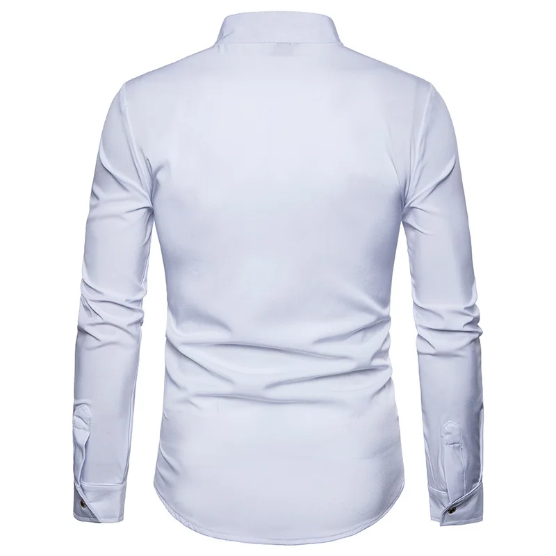 Chemise Homme Весенняя королевская Стильная однотонная рубашка с цветочной вышивкой приталенная Повседневная рубашка с длинным рукавом XXL