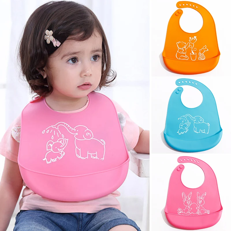 Safety Softness Silica Gel Cartoon Baby Bib Boys Girls Waterproof Bibs Children Burp Cloths