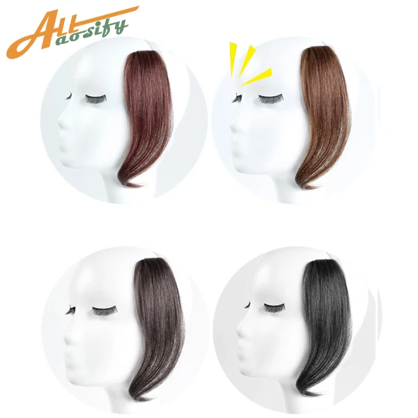 

Allaosify Long Clip In on Front Hair Bang Side Fringe Hair Extension Real Natural Synthetic Bangs Hair Piece for Women