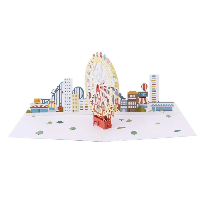  3D Pop Up Ferris Wheel Greeting Card Valentine Christmas Birthday Invitation - 32904515153