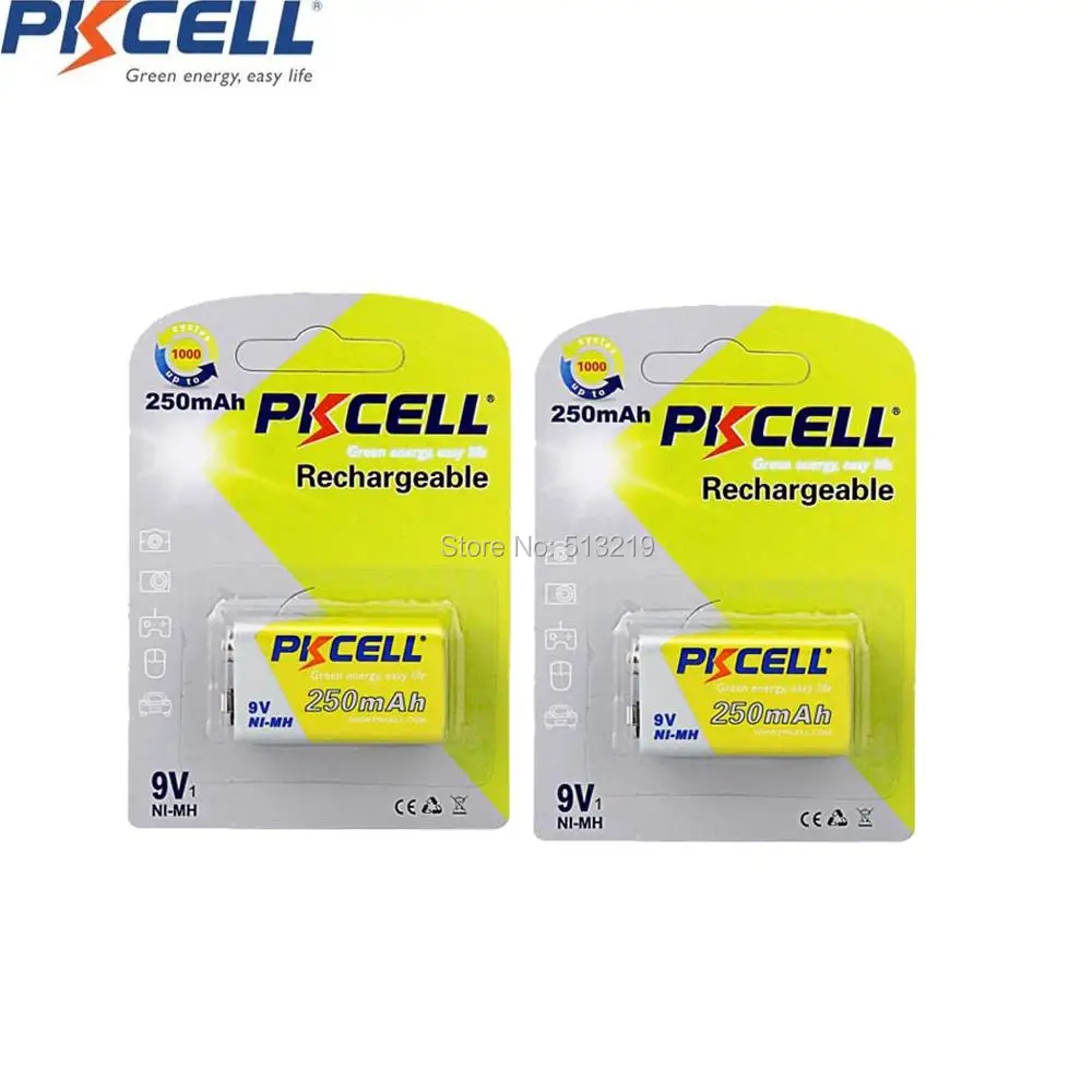 

2 x 9V nimh 250mAh Rechargeable Battery Superior MN1604 6F22 E22 MN1604 522 Batteries
