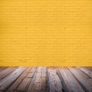 

HUAYI Art Fabric Yellow Brick Wall With Wood Floor Backdrop Photography For Newborn Background XT-5534