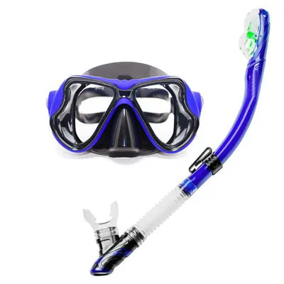 Профессиональная маска для дайвинга комплект для взрослых гибкий комфорт Одежда заплыва сухой трубка дыхательная трубка подводного силиконовая маска для дайвинга Водные виды спорта - Цвет: Blue