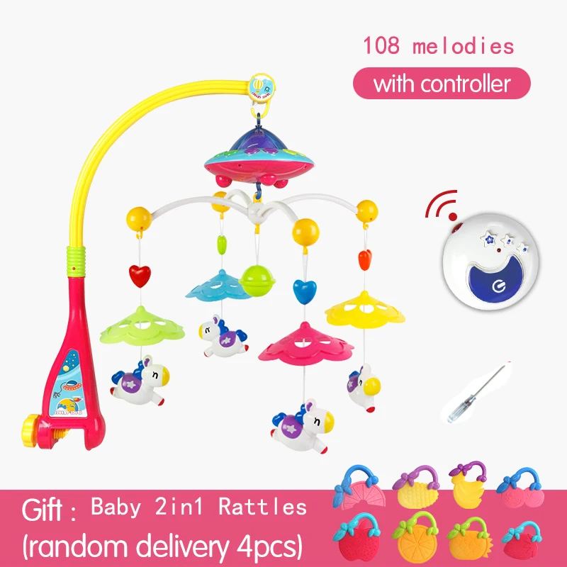 Huanger Baby bed bell toy rotating music hanging baby rattle bracket baby crib mobile holder Huanger Baby bed bell toy rotating music hanging baby rattle bracket baby crib mobile holder