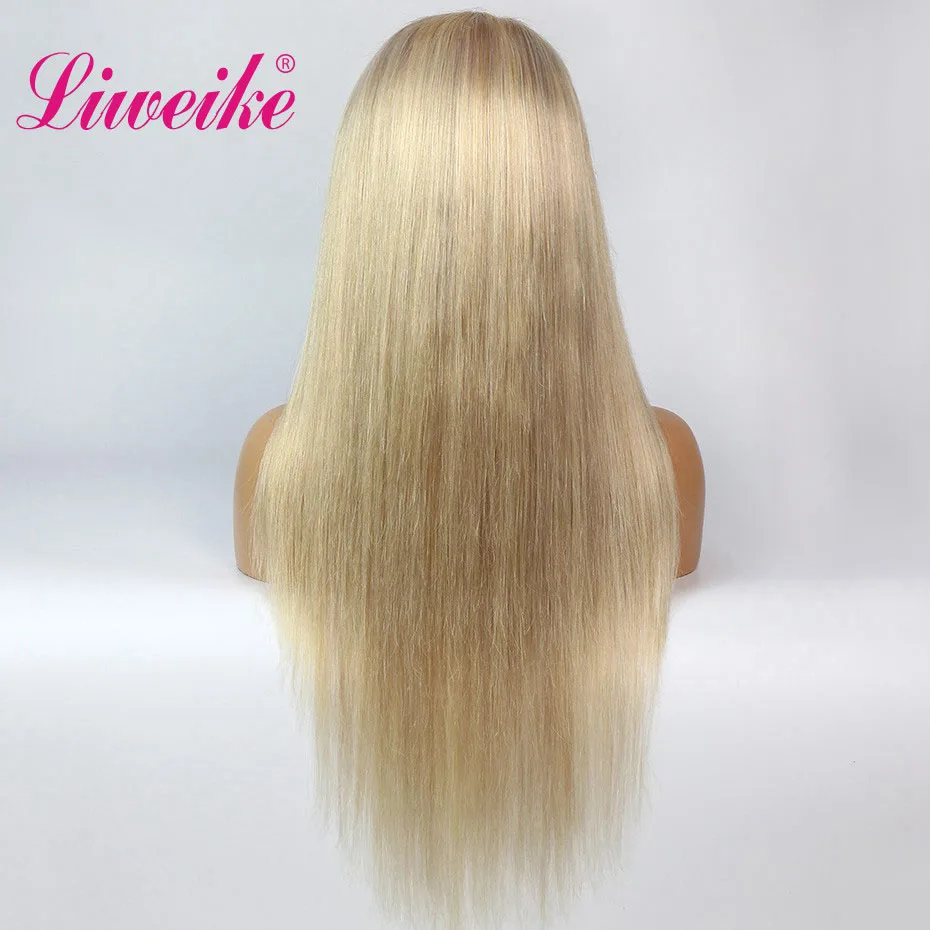 Liweike цвет P18/613 прямые 4*4 синтетическое закрытие парик 100% Remy человеческие волосы 200%