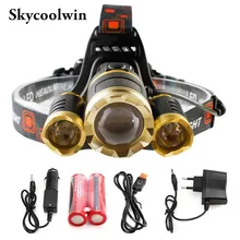 Перезаряжаемые фары 10000 люмен светодиодные hheadlamps Глава фонарик факел CREE XML 3T6 Водонепроницаемый фары 18650 Батарея