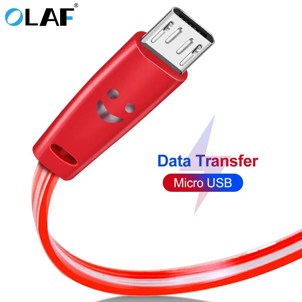 Кабель Micro USB OLAF 1 м 2 А светодиодный светящийся кабель для синхронизации данных и