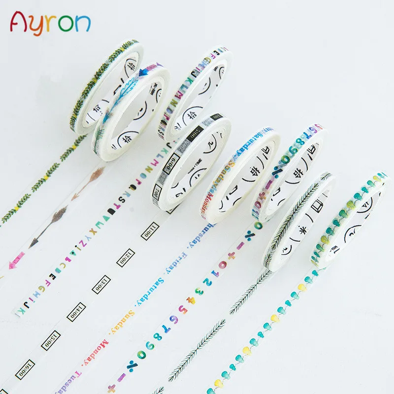 

Ayron 1 pcs 5mm*7m Very fine Function series Japanese Washi Tape Set Stationery Scrapbooking Decorative Tapes Adhesive Tape