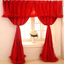 Princess Style Custom Made Lace Cortinas Luxury Red Curtain Living Room Joyous Wedding Curtain Rideaux Wedding Decoration