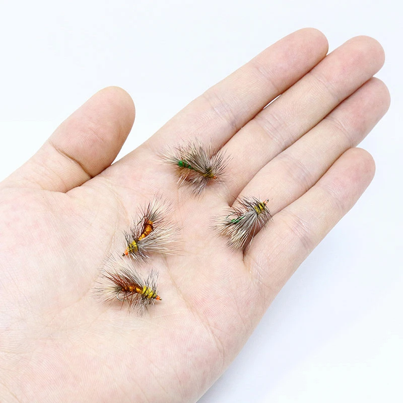 Professional hand tied 2 colors assorted 4pcs trout fishing dry flies 14# stimulator artificial stonefly adult insect fly lure