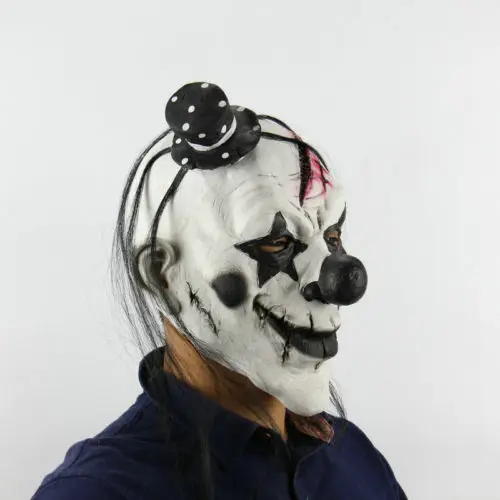 Роскошный страшный Клоун Маска для взрослых Латекс белые волосы Хэллоуин клоун злой убийца AU