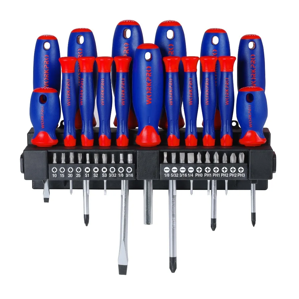 

WORKPRO 37 IN 1 Magnetic Screwdriver with Rack Slotted Phillips Star Torx Bit Sets WORKSHOP MASTER