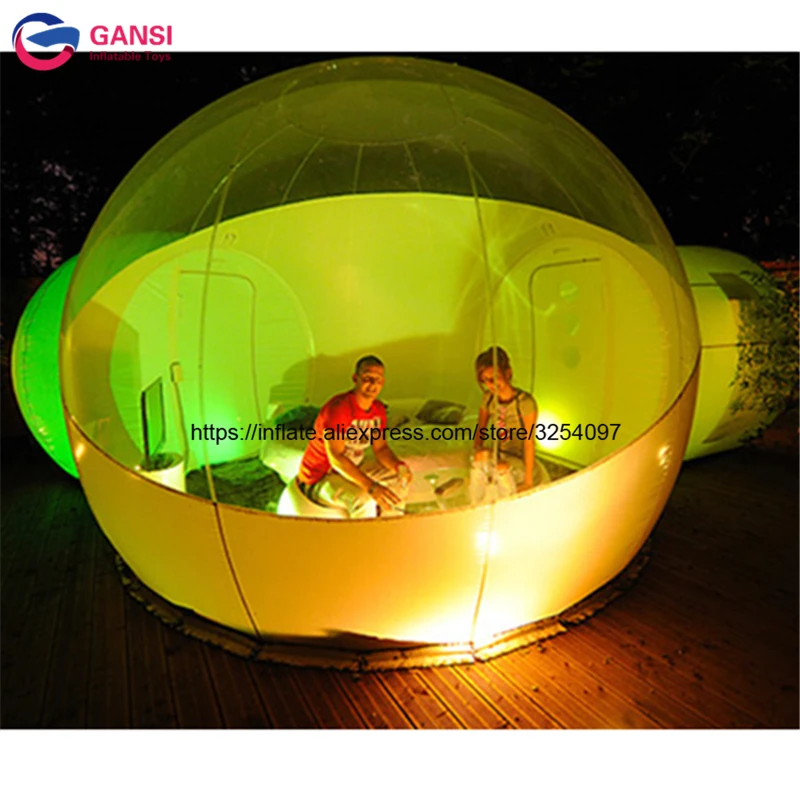 Factory Inflatable Bubble Camping Tent With Double Rooms Waterproof Photobooth Bubble Sleeping Tents Inflatable Clear Dome Tent rental outdoor 3m camping clear transparent inflatable crystal bubble tent inflatable bubble dome tent with air sealed tunne