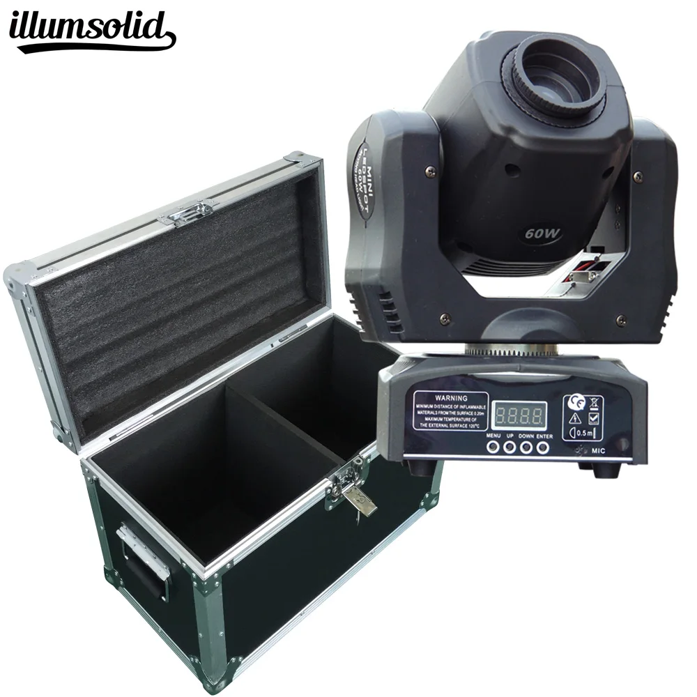 

Flight case with 2pcs/lot LED Inno Pocket Spot Mini Moving Head Light 60W DMX dj 8 gobos effect stage lights