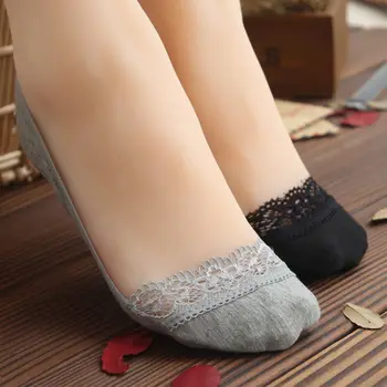 

Girls Summer Low Cut No Show Invisible Cotton Short Boat Socks Solid Color Hollow Out Floral Lace Patchwork Breathable Slippers