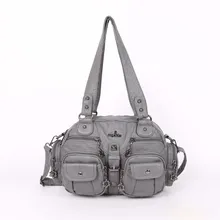 Легко носить с собой большие двойная молния мульти карман сумки на плечо промывают PU кожаные кошельки сумки Для женщин Сумки для дам