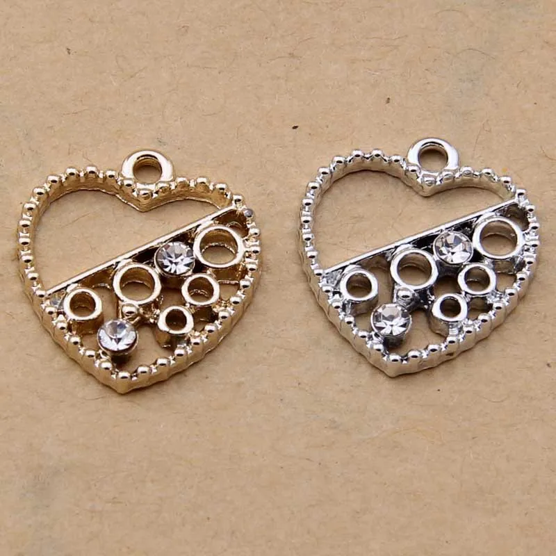 

100pcs 17*19mm Openwork love heart point drill small hanging pendant Handmade necklace earrings accessories