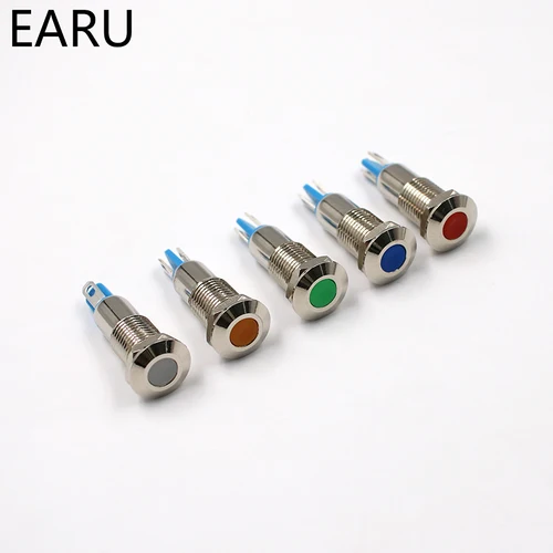 LED 금속 표시등, 방수 신호 램프, 도트 오목 파일럿, 레드, 블루, 그린, 옐로우, 핫 전구, 8mm, 5V, 6V, 9V, 12V, 24V, 110V, 220V 4