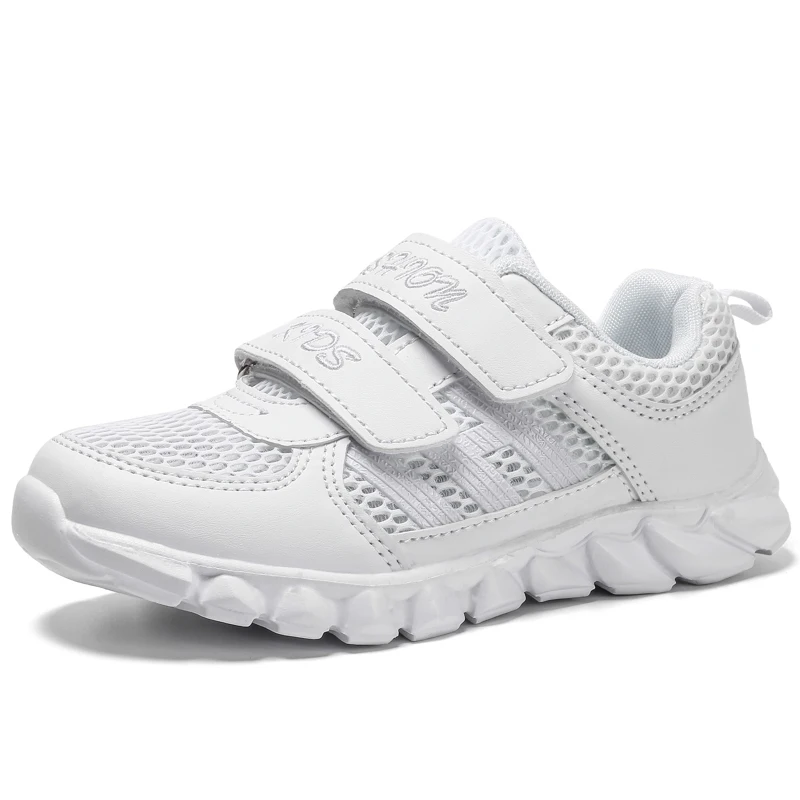 Белые кожаные кроссовки для мальчиков и девочек детские школьные спортивные