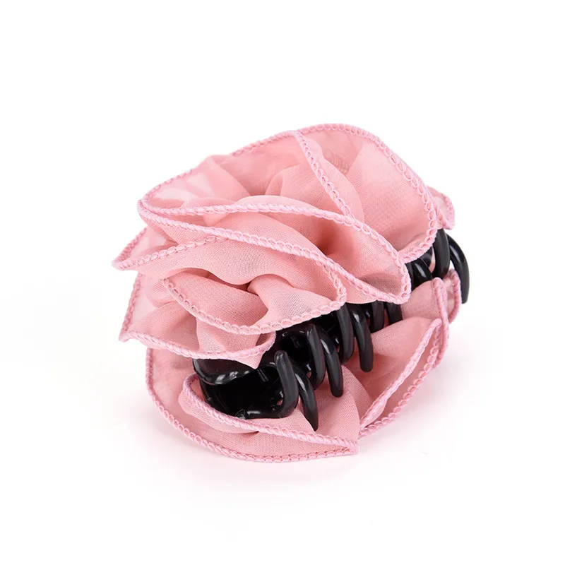 black head scarf New Arrival 1Pc Women Chiffon Rose Flower Hair Claw Bow Jaw Clip Barrette Headwear head wrap for women