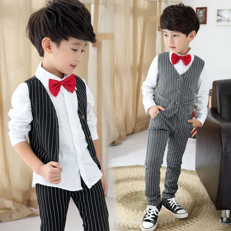 

2016 New Children Suit Baby Boys Suits Kids Shirt Vest Boys Formal Suit For Weddings Boys Clothes Set Shirt+ Vest+Pants 3pcs