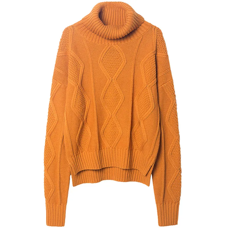  merino wool blend fashion argyle thick knit women wide loose pullover sweater irregular long XS-XL 