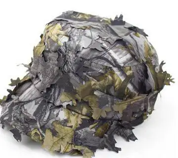 3D outdoor Geely clothing full face mask hood headgear Camo leaves caps fishing camouflage hunting hat headwear masks - Цвет: K