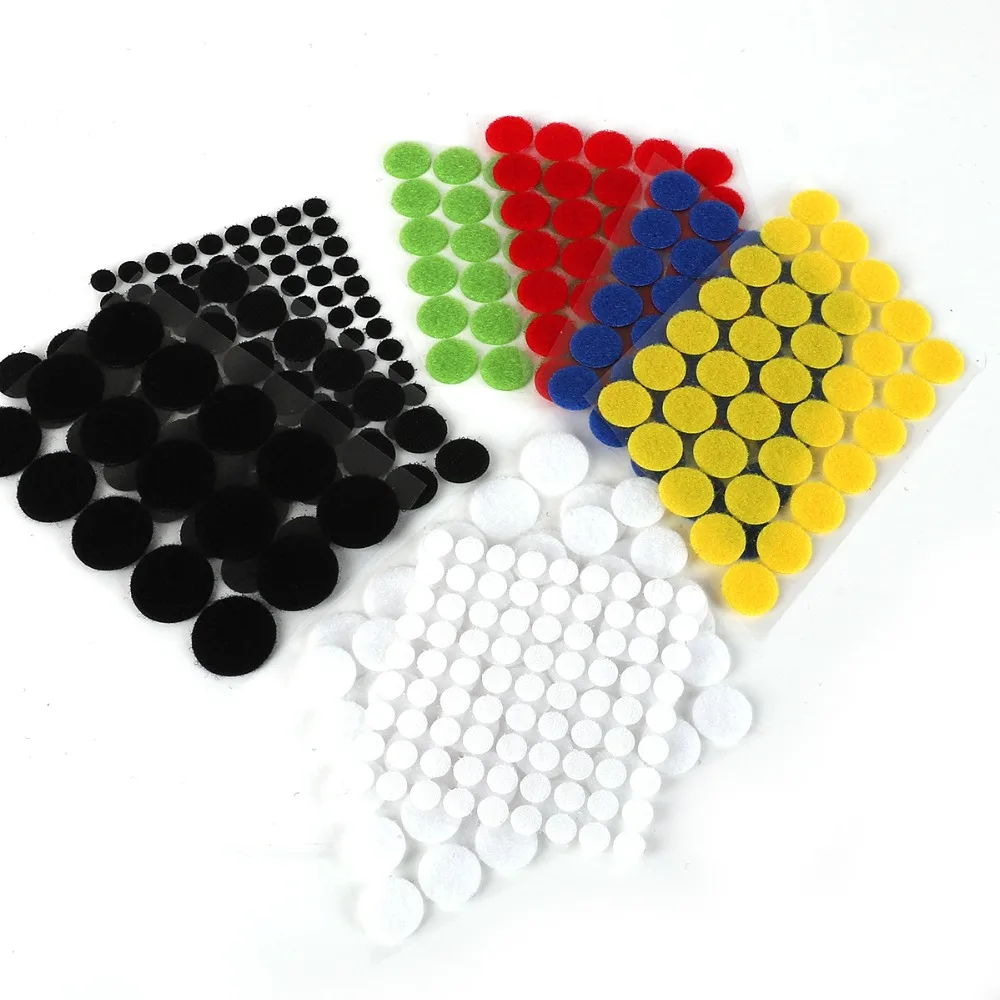 

20mm 100Pairs 6 Colors Adhesive Fastener Tape Dots Hook And Loop Magic Sticker Round Strong Self Adhesive Fastener Tape