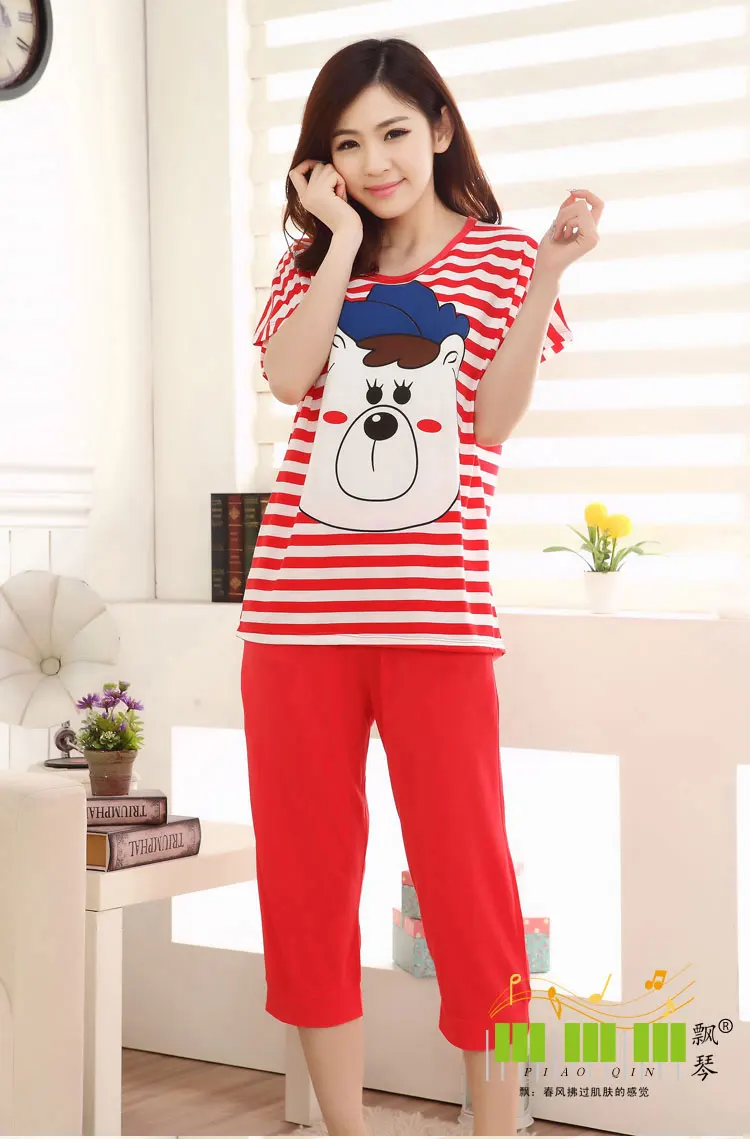 Hot Summer Red Pajama Girls Three-Quarter Pants Sleep Lounge Free Shipping |