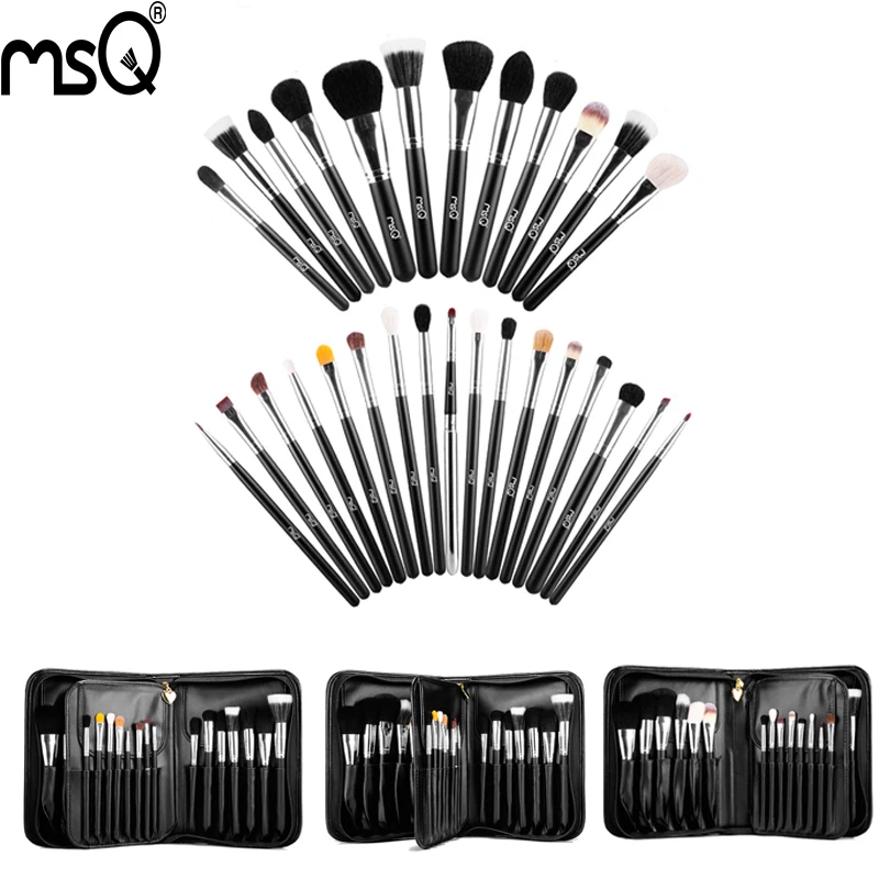 Discount Prices MSQ Hot Professional 29pcs/set Makeup Brush Set High Quality Animal Hair Pincel Maquiagem With PU Leather Makeup Case