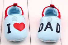Newest I LOVE MON I LOVE DAD First Shoes Fashion Cartoon Baby Shoes Vintage Cotton Kids Shoes
