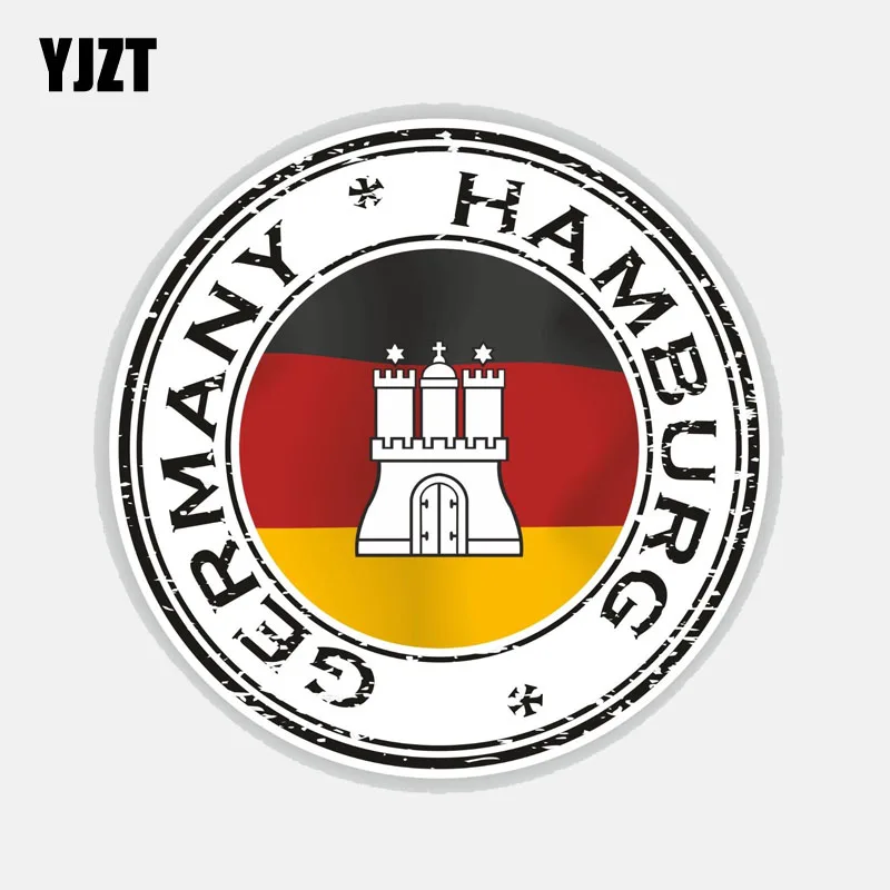 

YJZT 11.5CM*11.5CM Car Window DecalRound Germany Hamburg Helmet Car Sticker 6-2705
