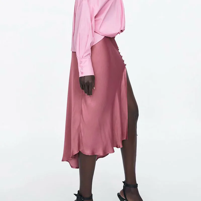 Heydress женская летняя блестящая атласная юбка труба розовая пикантная средней