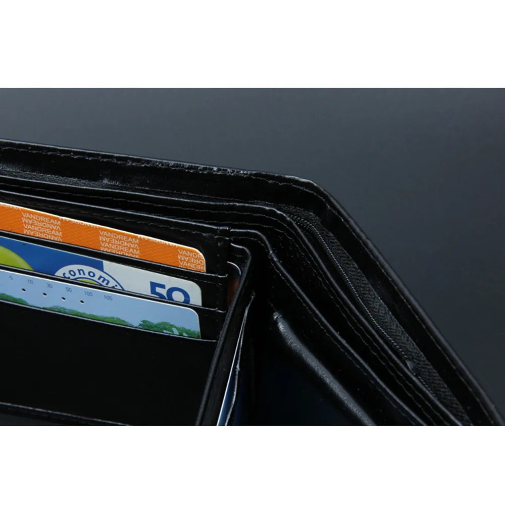 Кожаные мужские кошельки с карманом для монет Винтажный Мужской кошелек функция черный кожаный модный мужской мягкий кошелек с держателями карт