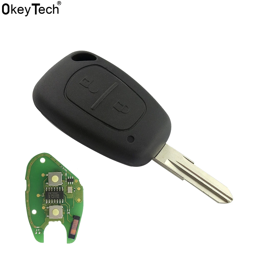 OkeyTech Car Remote Keyless Entry Fob ID 46 Chip PCF7946 New Styling 2 Buttons for Renault Traffic Master Vivaro Movano Kangoo