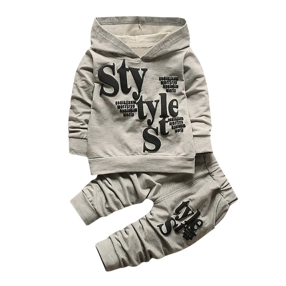

Kids Clothes Boys Toddler Baby Boy Style Letter Print Hood Tops Pattern Pants 2PCS Set Clothes Roupas Infantis Menino