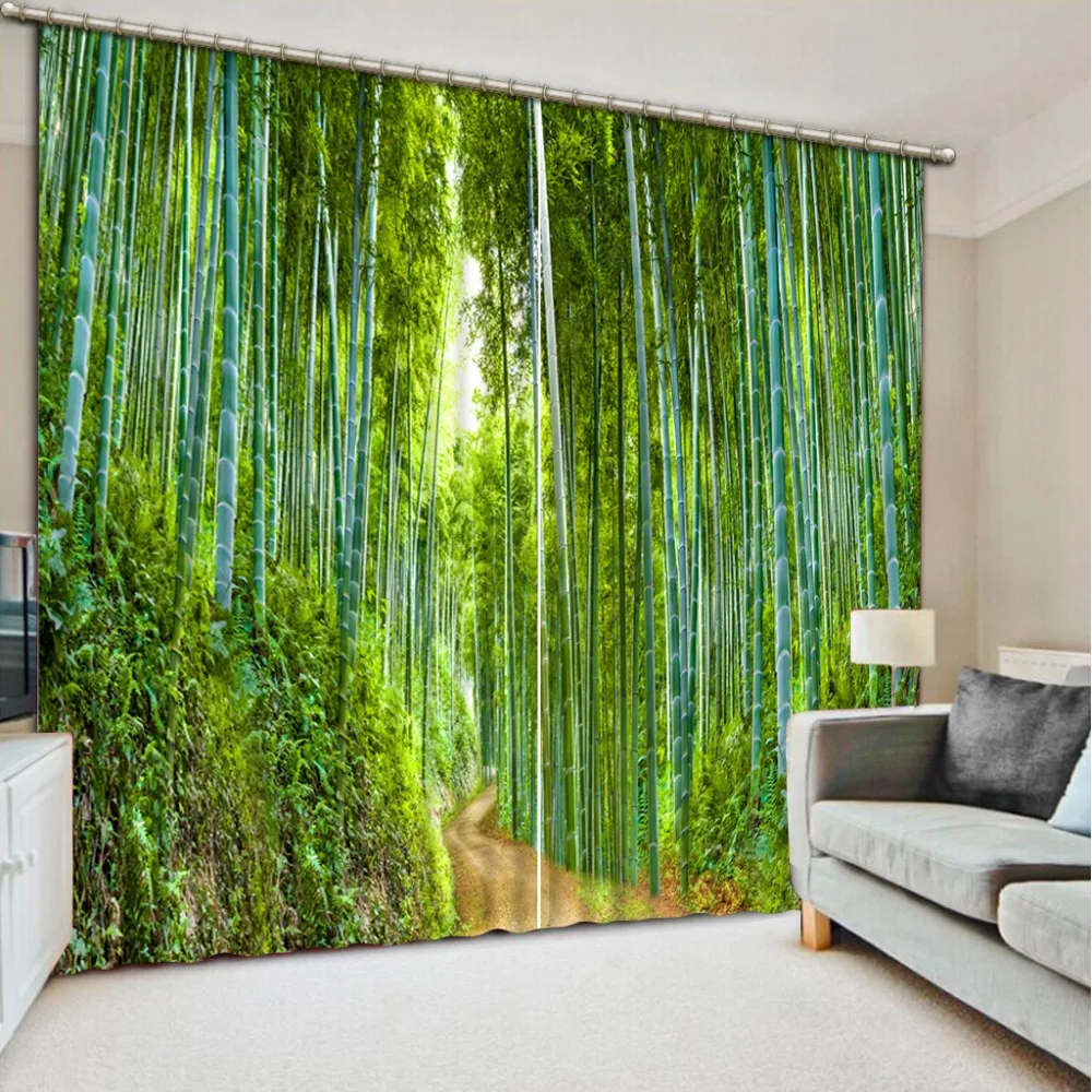 Green Curtains Luxury Blackout 3D Window Curtains For ...