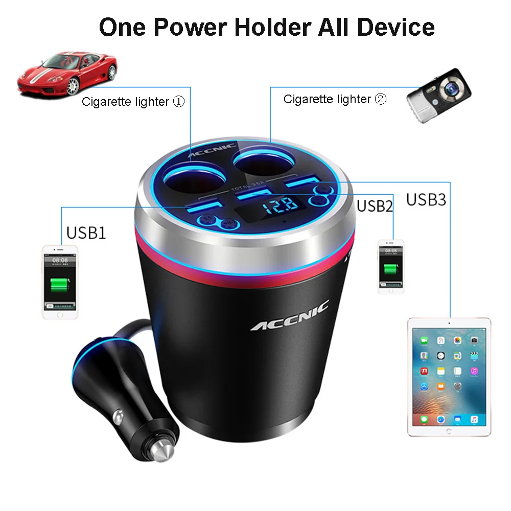 Fm передатчик Bluetooth Автомобильный музыкальный плеер с 3 USB Автомобильное зарядное