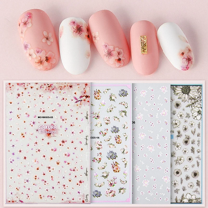 

Nail label peach blossom cherry blossom spring nail applique thin 3D nail polish UV Nail Sticker