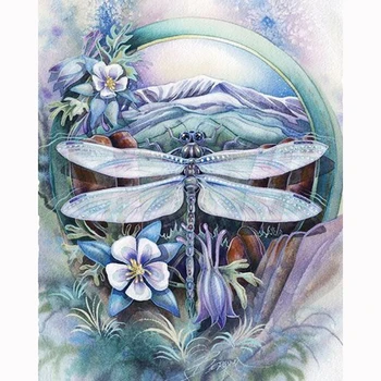 

Full Square Diamond 5D DIY Diamond Painting "Dragonfly & Flowers" Embroidery Cross Stitch Rhinestone Mosaic Painting Decor KBL