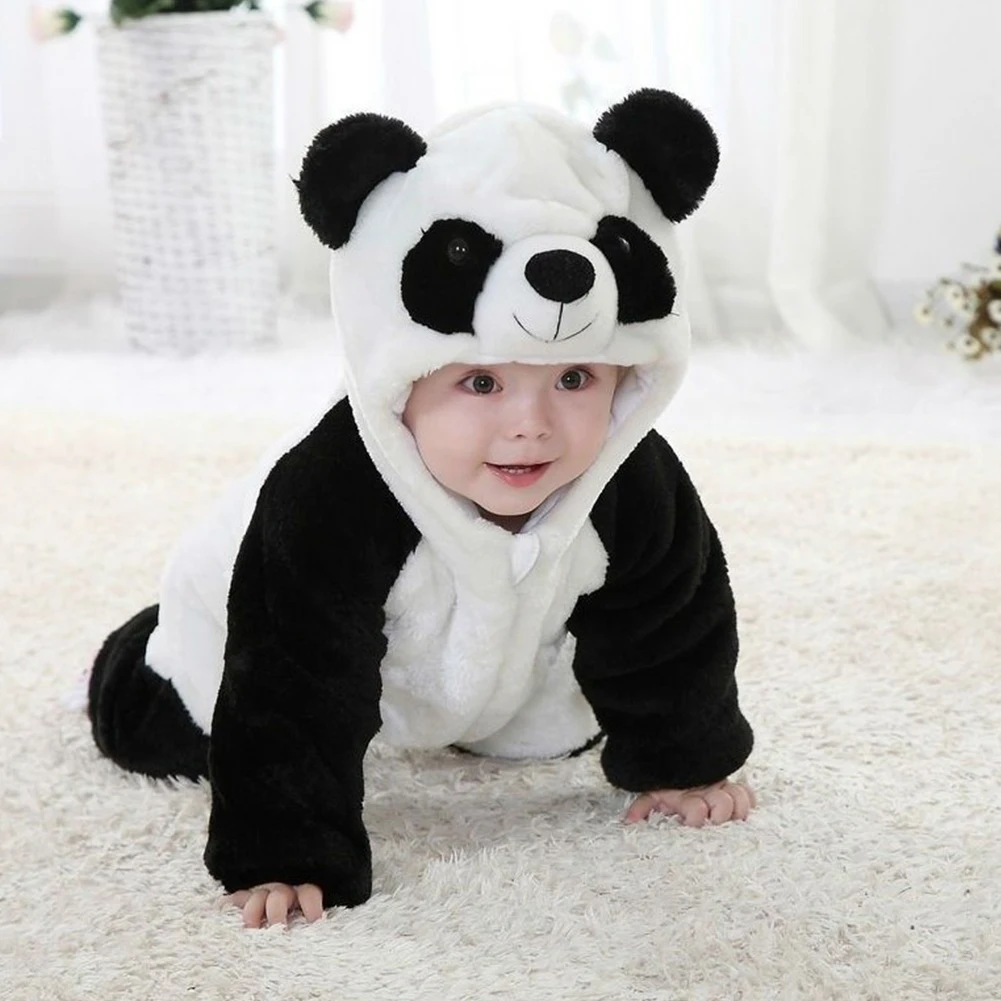 Fashion baby animal costume panda climbing pajamas romper jumpsuit overall
